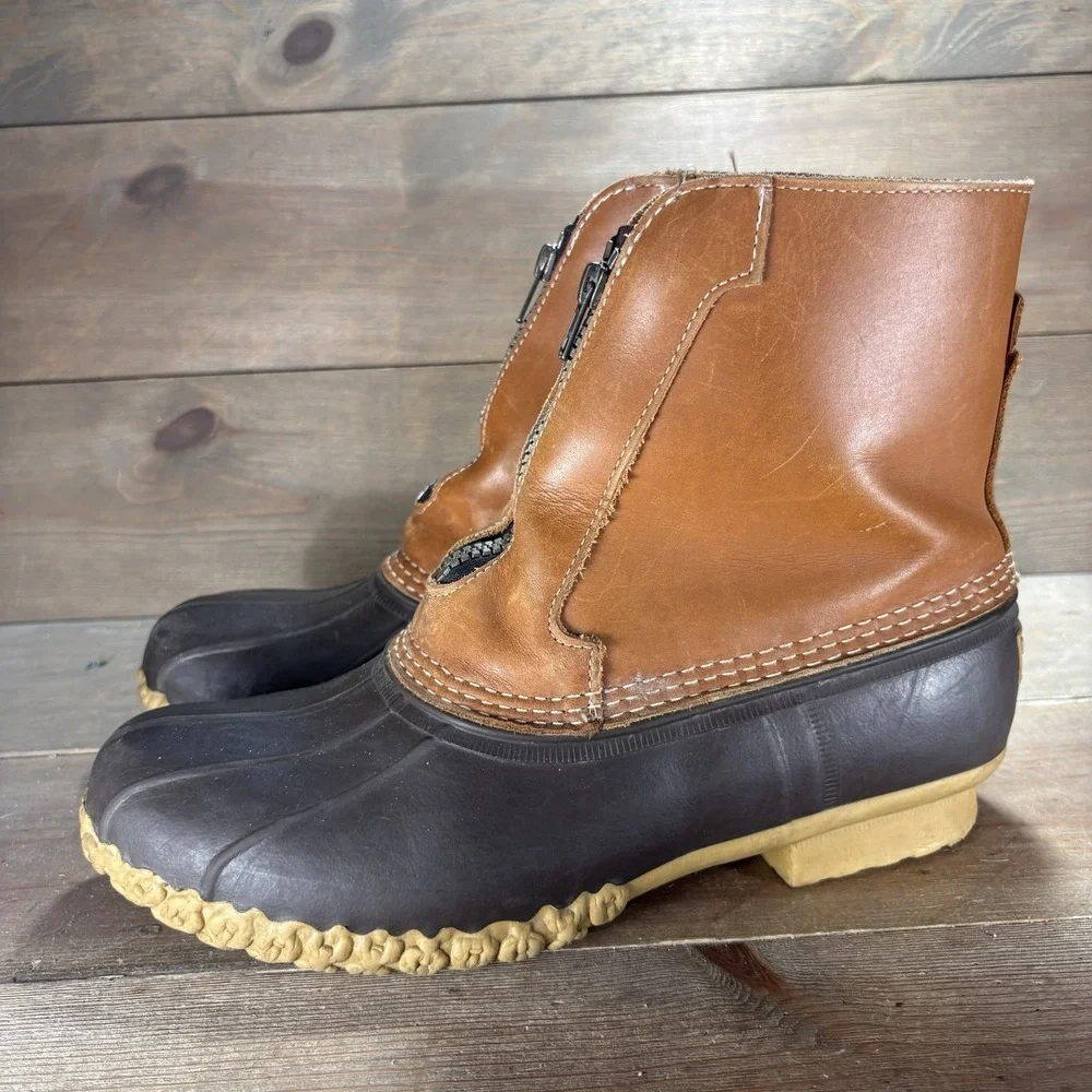 ll bean duck boots men size 10 shoes brown fleece lined winter waterproof boots